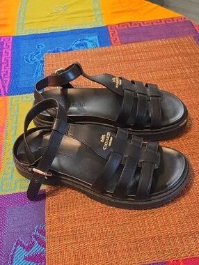 Coach Black Leather Strappy Sandals
